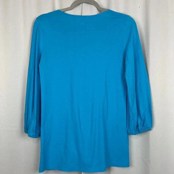 Lilly‎ Pulitzer Braylen Ariel Blue Quarter Sleeve Top Size XS - Picture 3 of 8